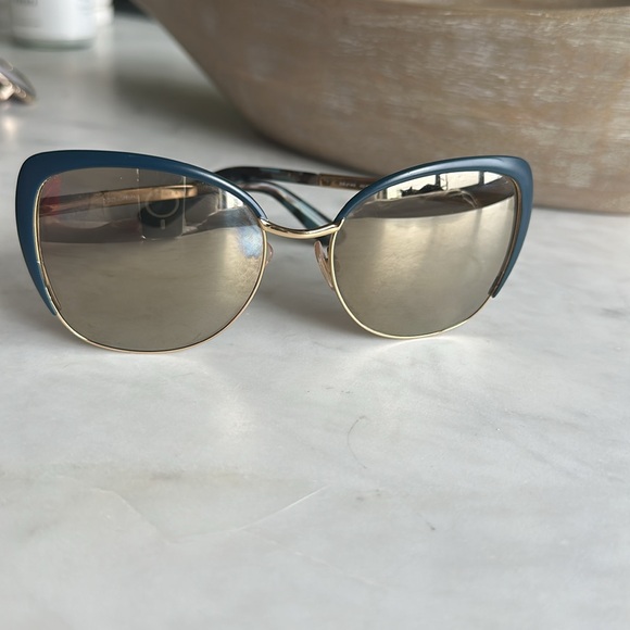 Dolce and Gabbana, sunglasses, blue and gold with a gold flash mirror - Picture 2 of 4